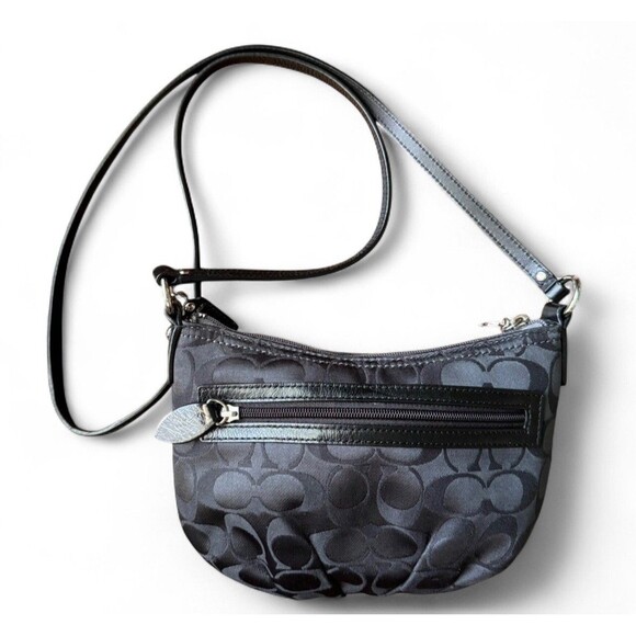Coach Y2K Signature “C” Crossbody Swingpack Sateen Pleated Black Purse Classic - Picture 16 of 16